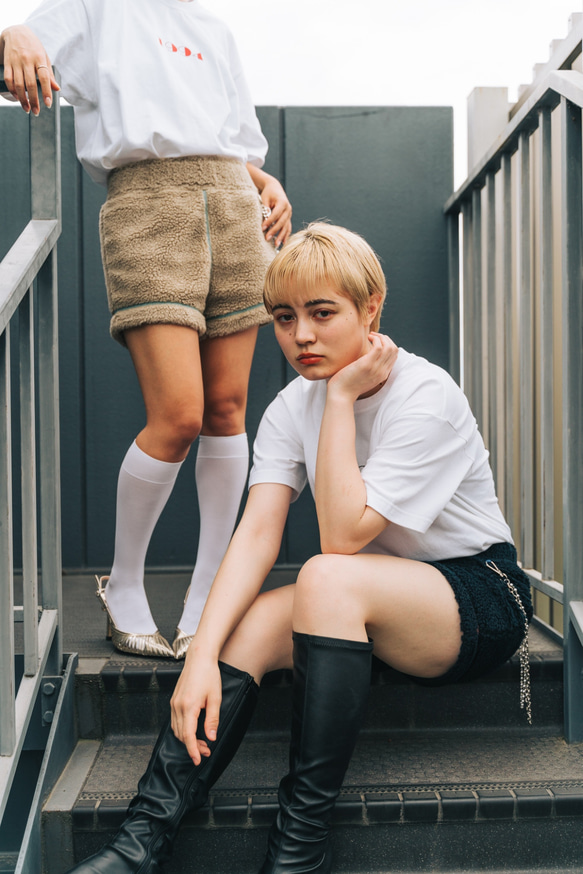 boa bloomers pants(navy・beige)・ショートパンツ 2枚目の画像