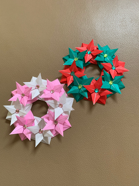 折り紙ミニクリスマスリース 2個 その他インテリア雑貨 COCO