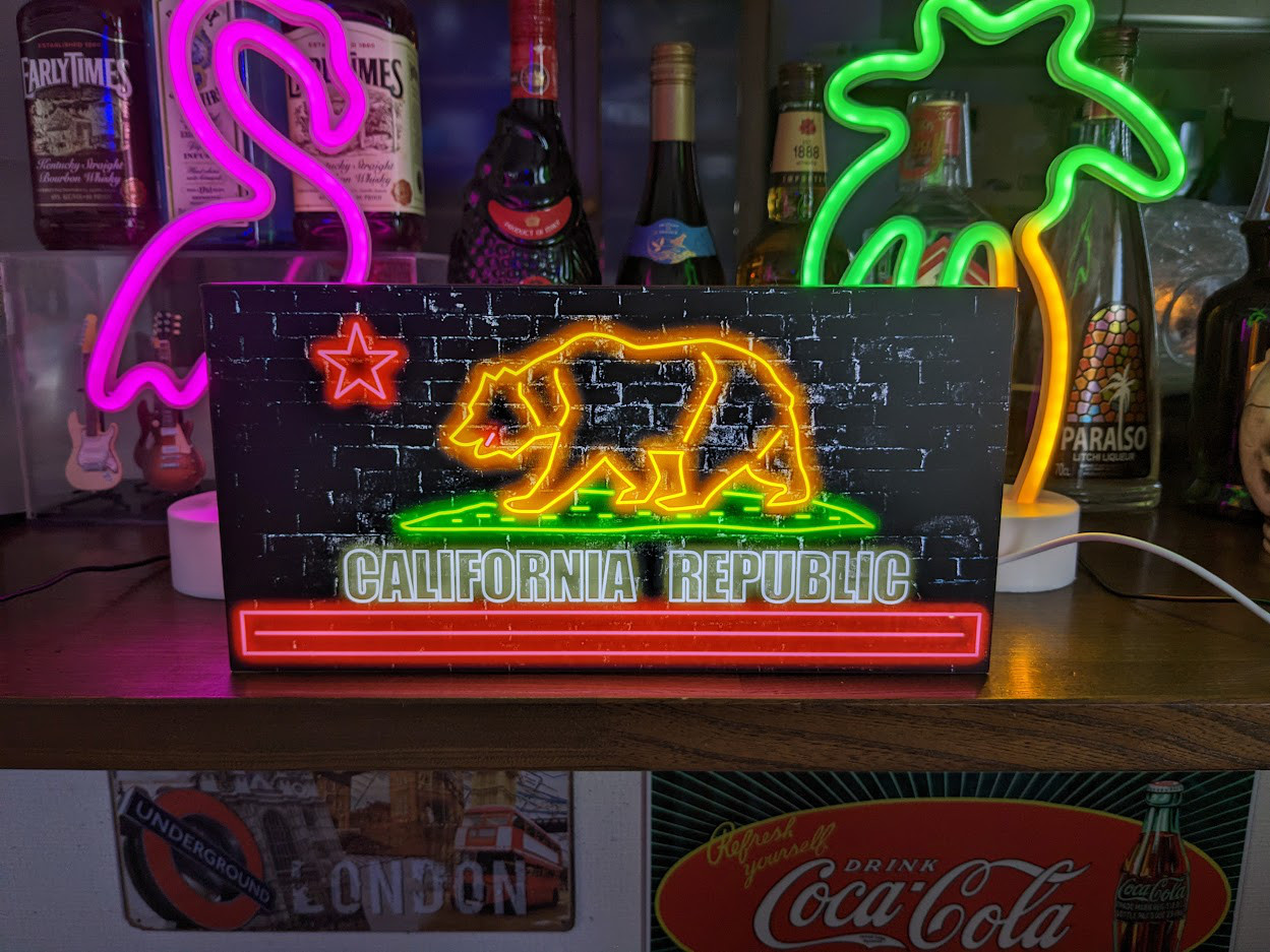【Mサイズ】カリフォルニアリパブリック カリフォルニア共和国 西海岸 サイン 看板 置物 アメリカン雑貨 ライトBOX
