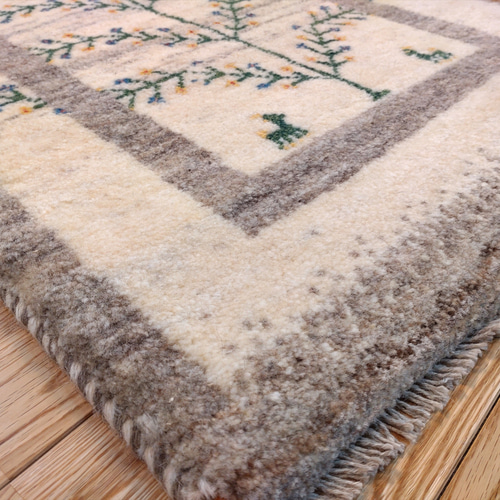 ペルシャ　ギャッベ　玄関　85×60　ベージュ　生命の木 ペルシャギャッベ玄関85×60ベージュ生命の木