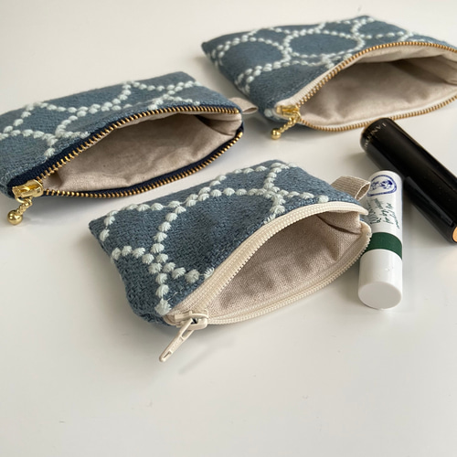 フラットポーチ＊ミナペルホネン タンバリン生地使用 ポーチ atelier糸