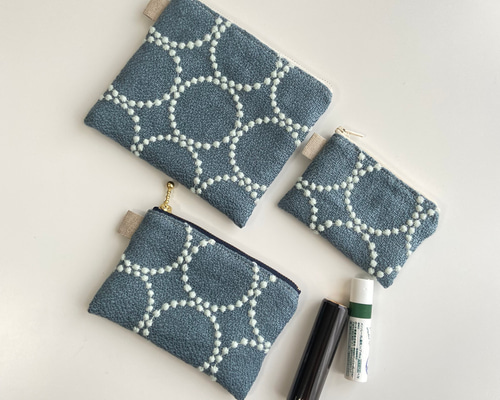 フラットポーチ＊ミナペルホネン タンバリン生地使用 ポーチ atelier糸