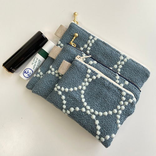 フラットポーチ＊ミナペルホネン タンバリン生地使用 ポーチ atelier糸