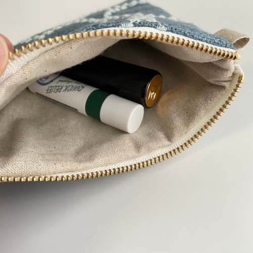 フラットポーチ＊ミナペルホネン タンバリン生地使用 ポーチ atelier糸