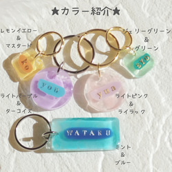 【名前入り】パステルカラーのレジンキーホルダー☆名入れ＆文字入れOK☆ 17枚目の画像