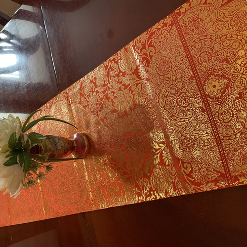 専用︎◼︎C1171◼︎高級袋帯 正絹 華文 花菱 テーブルランナー(〜270cm) ︎◼︎C1171◼︎高級袋帯 正絹 華文 花菱 テーブルランナー