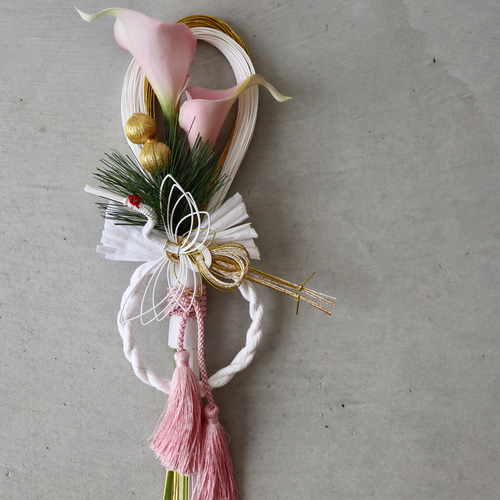 しめ飾り2026『淡』金白水引き〆縄 中 和紙 カラー スタイリッシュ