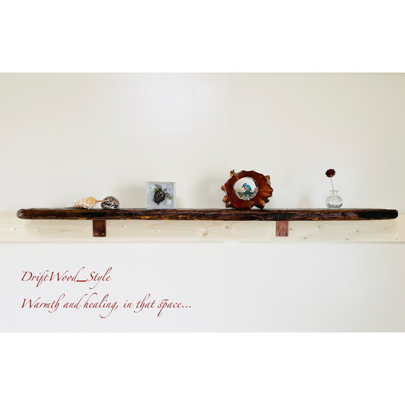流木インテリア 朽ちた大型の流木板のウォールシェルフ ラック フォト ディスプレイ ウォールデコ 壁掛け 棚 北欧 古木 6枚目の画像