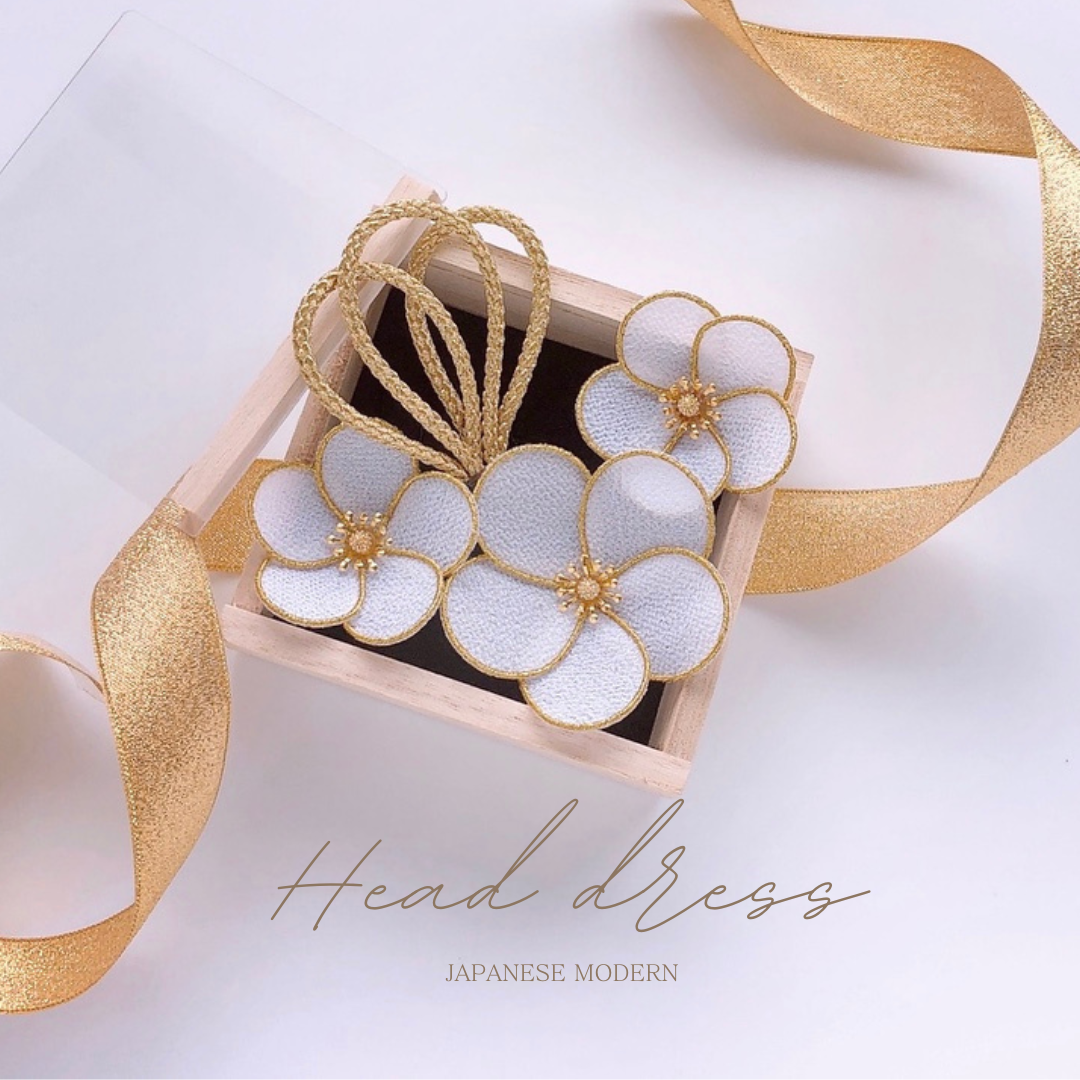 【再販】カメリア 梅 椿 成人式前撮り 振袖コーデ 白無垢 打掛け 花嫁ヘア 結婚式 披露宴 着物 和装髪飾り 純白×金