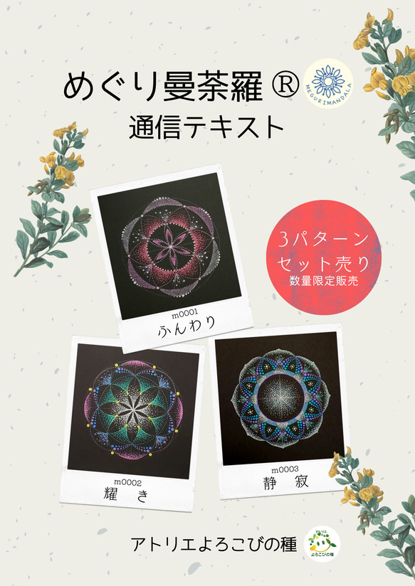 点描曼荼羅画　通信講座(めぐり曼荼羅®)テキスト３パターンセット販売　残り1セット！ 5枚目の画像