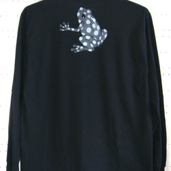 両面絵柄・長袖Tシャツ・袖リブ・ミステリオサスヤドクガエル・毒蛙・水玉カエル・かえる・メンズL（レディスXL対応）黒 6枚目の画像