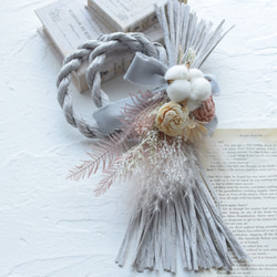 今からクリスマスまで飾れる！ホワイトドライフラワーリース・コットン