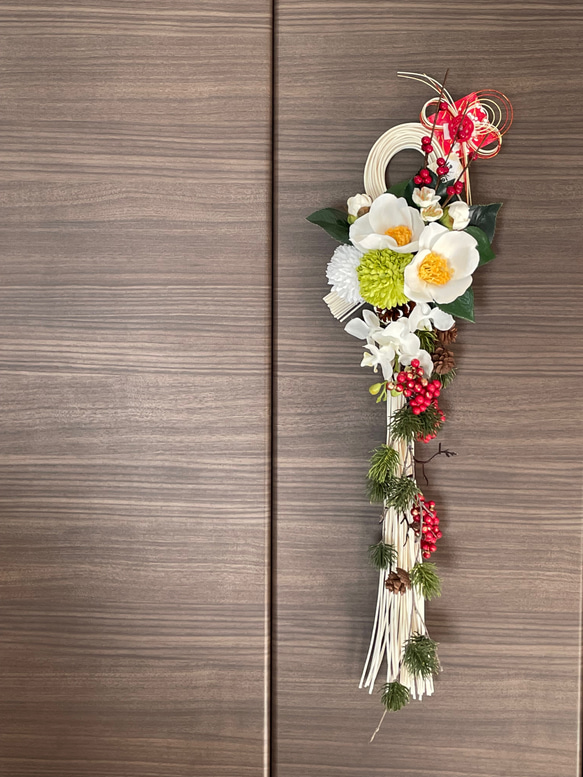 白椿のしめ縄飾り　アーティフィシャルフラワー 7枚目の画像