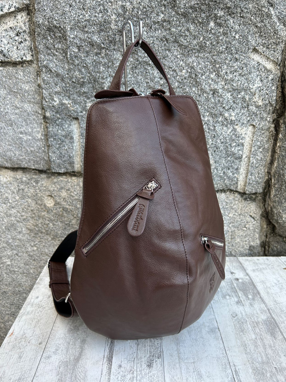 <50％OFFSALE> 【カードケース付き カラフルビーンズリュックR 】レザーリュック（本革) CHOCO 5枚目の画像