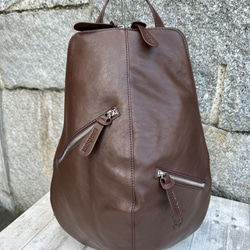 <50％OFFSALE> 【カードケース付き カラフルビーンズリュックR 】レザーリュック（本革) CHOCO 3枚目の画像