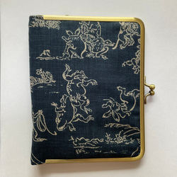 がま口文庫本ケース 鳥獣戯画ブルー ブックカバー kids pocket 通販