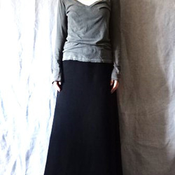 【受注制作・サイズ調整可】極厚ストレッチ裏毛　タイトロングスカート 2枚目の画像