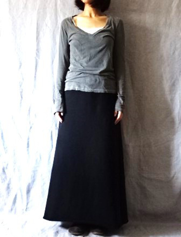 【受注制作・サイズ調整可】極厚ストレッチ裏毛　タイトロングスカート 2枚目の画像