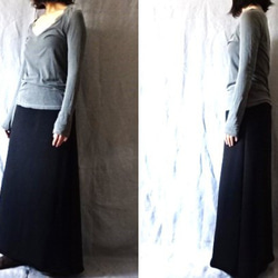 【受注制作・サイズ調整可】極厚ストレッチ裏毛　タイトロングスカート 1枚目の画像