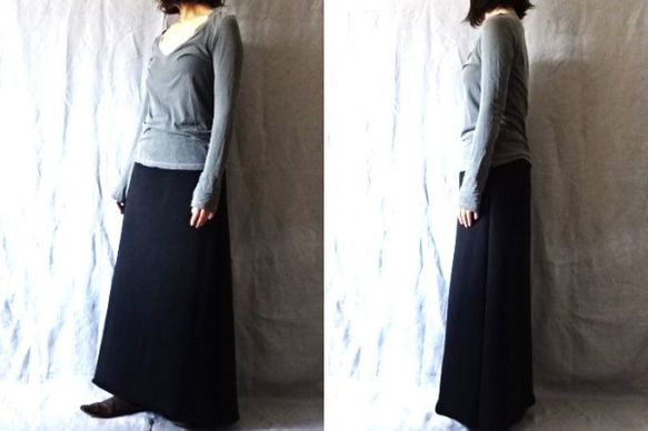 【受注制作・サイズ調整可】極厚ストレッチ裏毛　タイトロングスカート 1枚目の画像