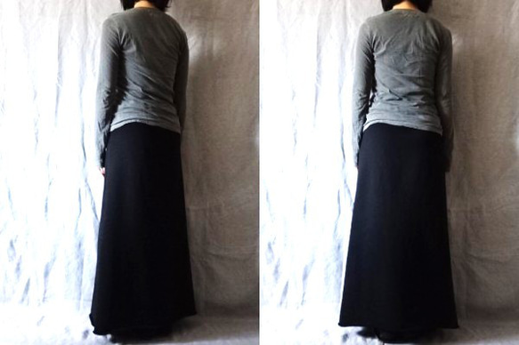 【受注制作・サイズ調整可】極厚ストレッチ裏毛　タイトロングスカート 3枚目の画像