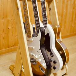 24時間以内に発送】手作り木工 木製ギタースタンド （オーク） 3本  