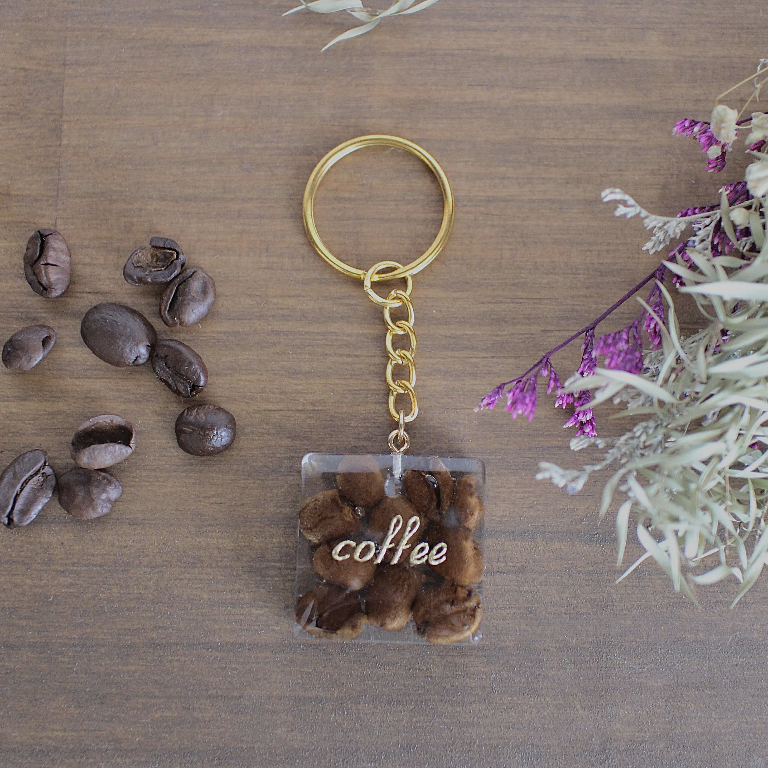 上品モノトーン×チョコレート キーホルダー チャーム（コーヒー豆