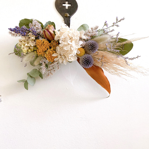 2Way横長スワッグにもなる ドライフラワーしめ縄お正月飾り creema限定