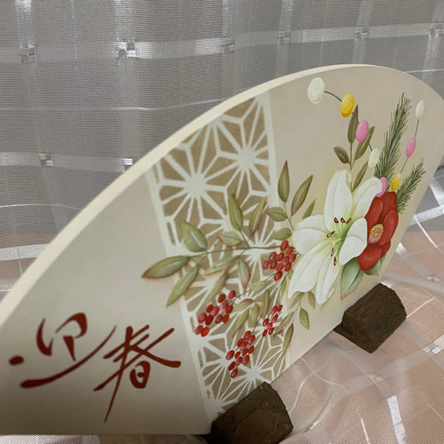 トールペイント＊扇型お正月プレート（A） その他インテリア雑貨