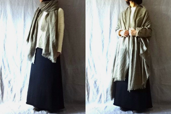 【受注制作・お届け1週間前後】モカベージュ/なめらかwoolガーゼ　大判ロングストール