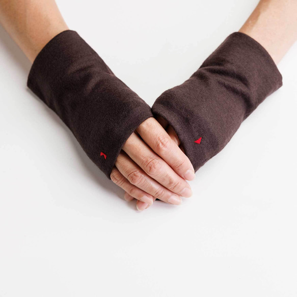棕色冬季協調軟臂保暖器 100% 高品質羊毛傳統手套 免費送貨 第9張的照片