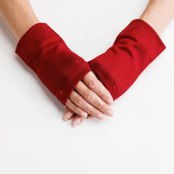 紅色紅色冬季協調軟臂保暖器 100% 高品質羊毛傳統手套 免費送貨 第9張的照片
