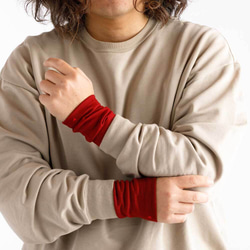 紅色紅色冬季協調軟臂保暖器 100% 高品質羊毛傳統手套 免費送貨 第3張的照片