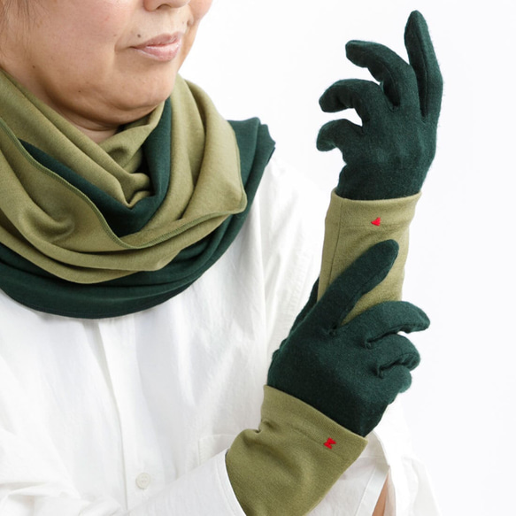 暗綠色冬季搭配聖誕軟臂保暖器 100% 高品質羊毛傳統手套 免費送貨 第4張的照片
