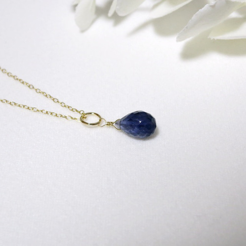 ペンダントトップ◇14kgfアイオライトドロップ・ネックレス