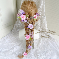 くすみパープル ナチュラルグリーン プリンセスの髪飾り ✧ ヘッド