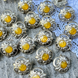 i60266【22mm 4pcs】德國鋁材質花朵復古銀鈕扣 vintage silver button 第2張的照片