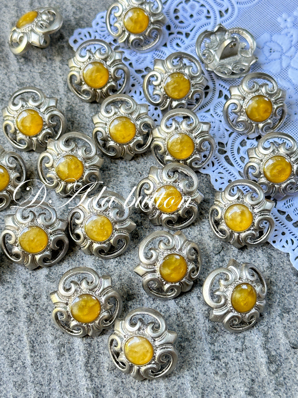 i60266【22mm 4pcs】德國鋁材質花朵復古銀鈕扣 vintage silver button 第2張的照片