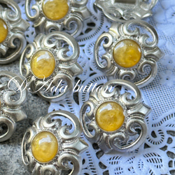 i60266【22mm 4pcs】德國鋁材質花朵復古銀鈕扣 vintage silver button 第1張的照片