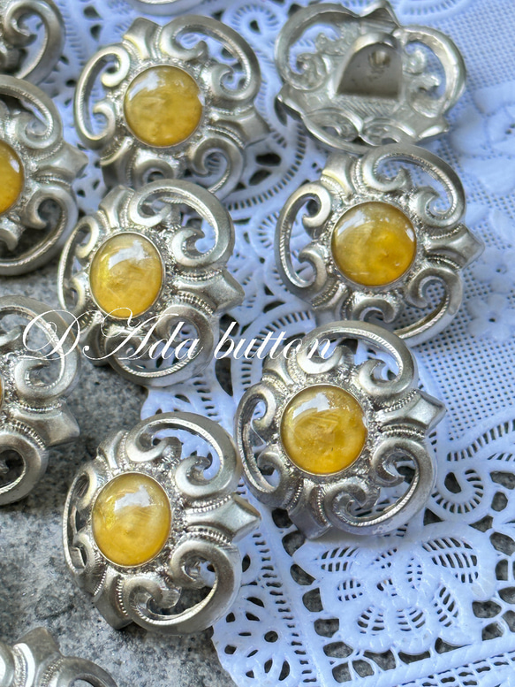 i60266【22mm 4pcs】德國鋁材質花朵復古銀鈕扣 vintage silver button 第1張的照片