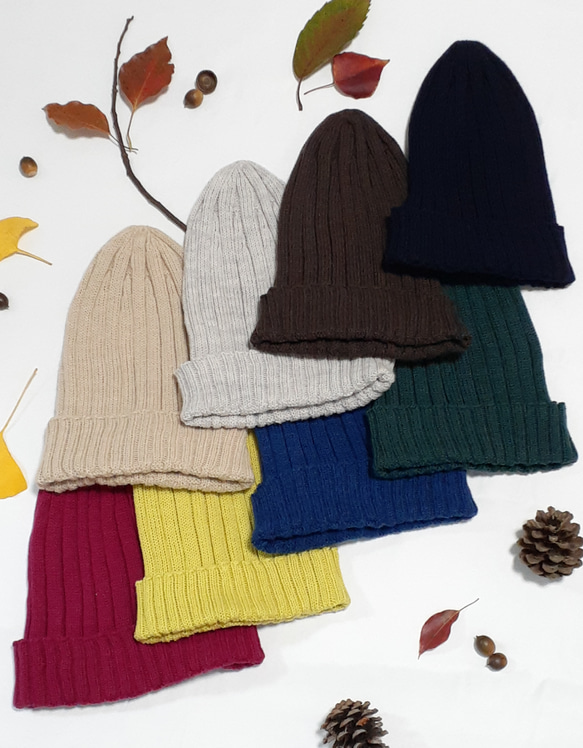 〈限定販売〉   秋冬ニット帽   ウール100%　８色 1枚目の画像
