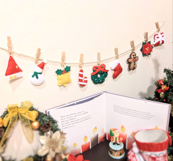 ❀クリスマスガーランド9種類❀麻ひも・クリップ付 ガーランド Meria