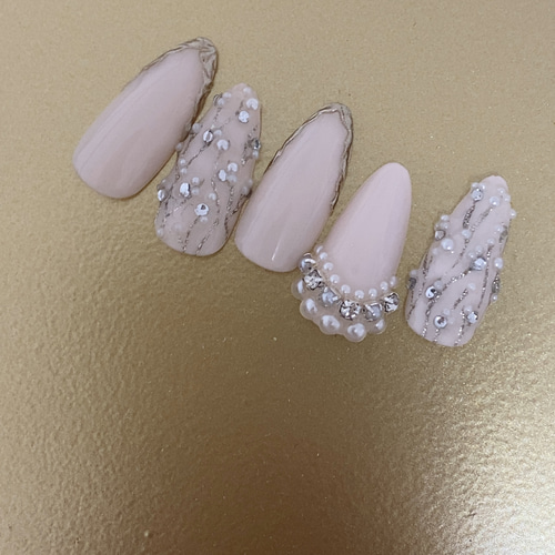 ネイルチップ ブライダル 結婚式 白 キラキラ フルオーダーネイル オーダー 3c5e0531664eb5a9c35118fd7c782e