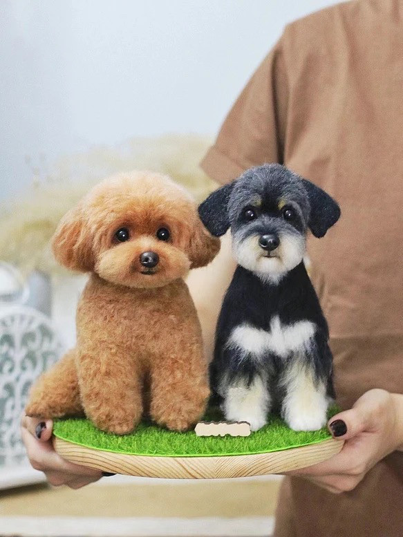 【オーダーメイドペット】羊毛フェルト、うちの子　犬ぬいぐるみ、フェルト犬、羊毛犬、肖像画、犬猫人形 プレゼントやギフトに 100% 模様