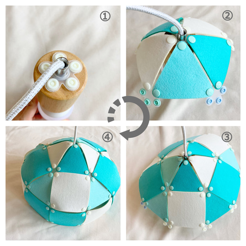 フェルト製ランプシェード ペンダントライト ドーム型 ブルートーン