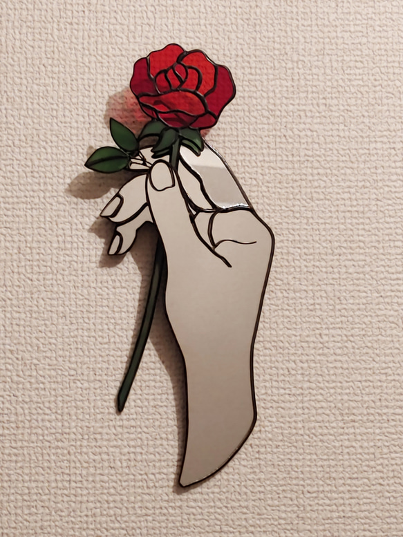 販売済み　ステンドグラス　小さな赤い薔薇 販売済みステンドグラス小さな赤い薔薇