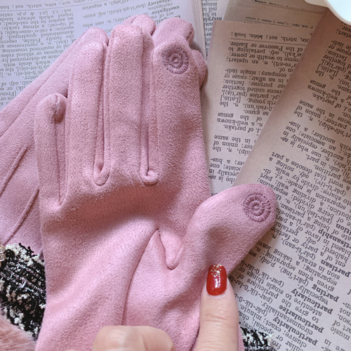 新品 新作 聖誕限定手袋 Christmas Mitten 新作♡ スマホ対応 ツィードリボン エコファー ピンク 手袋 クリスマス