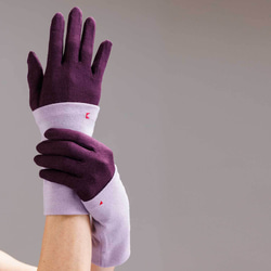 ラベンダー 紫 冬 コーデ  やわらかい アームウォーマー 上質ウール100％ 伝統 手袋  送料無料 4枚目の画像