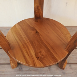 チーク無垢材 カフェテーブル NA ナチュラルブラウン 55cm アジアン家具 コーヒーテーブル ラウンドテーブル 13枚目の画像