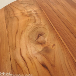 チーク無垢材 カフェテーブル NA ナチュラルブラウン 55cm アジアン家具 コーヒーテーブル ラウンドテーブル 5枚目の画像
